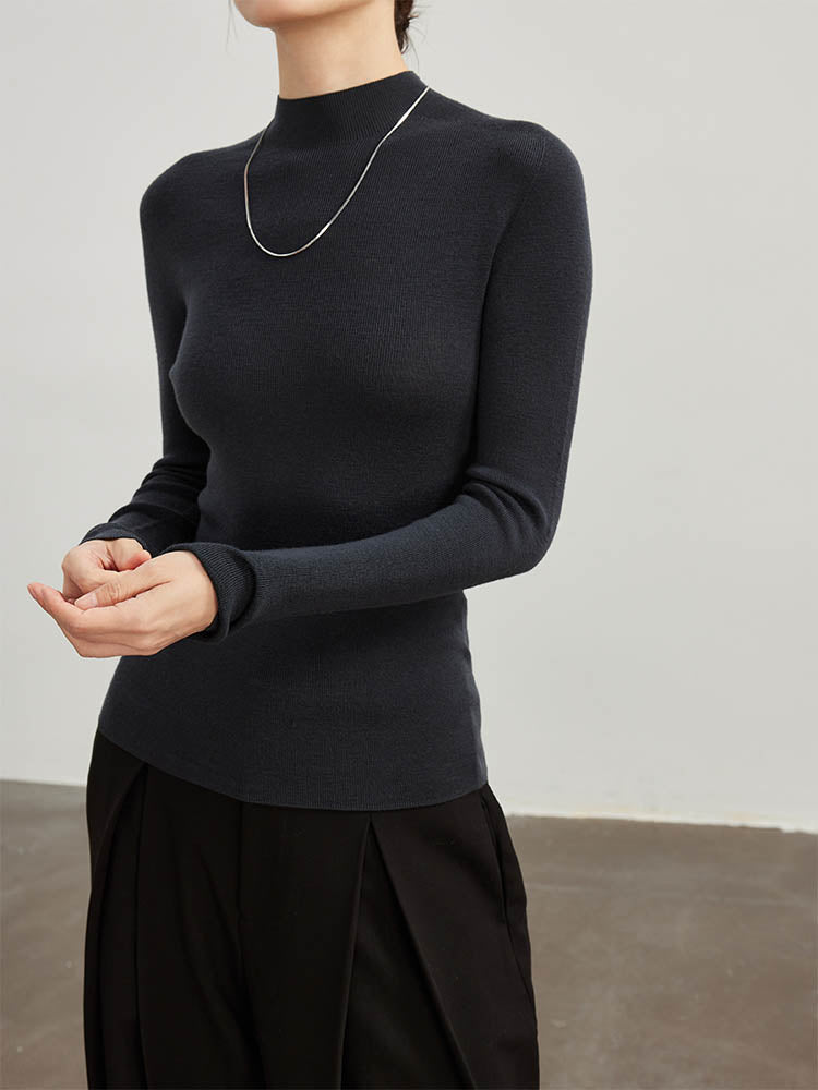 Minimalist Turtleneck Wool Sweater