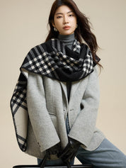 Grey Suit Collar Short Wool Coat