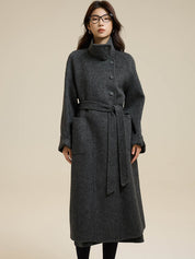 Stand-Up Collar Patch Pocket Wool Coat