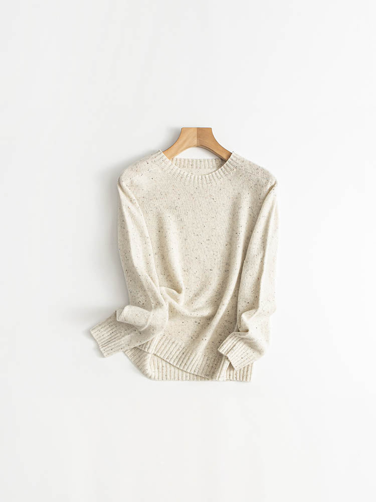 Classic Speckled Crewneck Wool Sweater