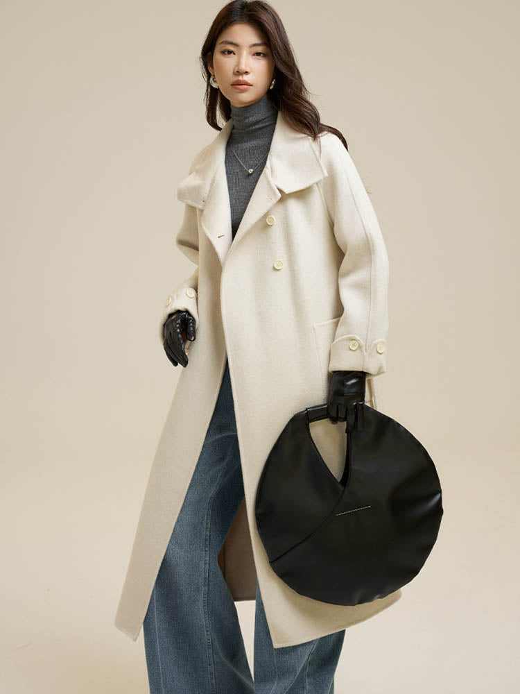 Stand-Up Collar Patch Pocket Wool Coat