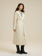 Classic Color Hooded Long Wool Coat