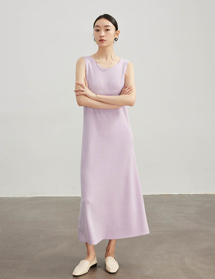 Simple Sleeveless Knitted Wool Dress