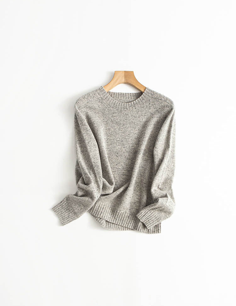 Classic Speckled Crewneck Wool Sweater