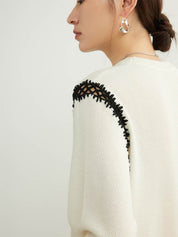 French Cutout Black and White Wool Sweater