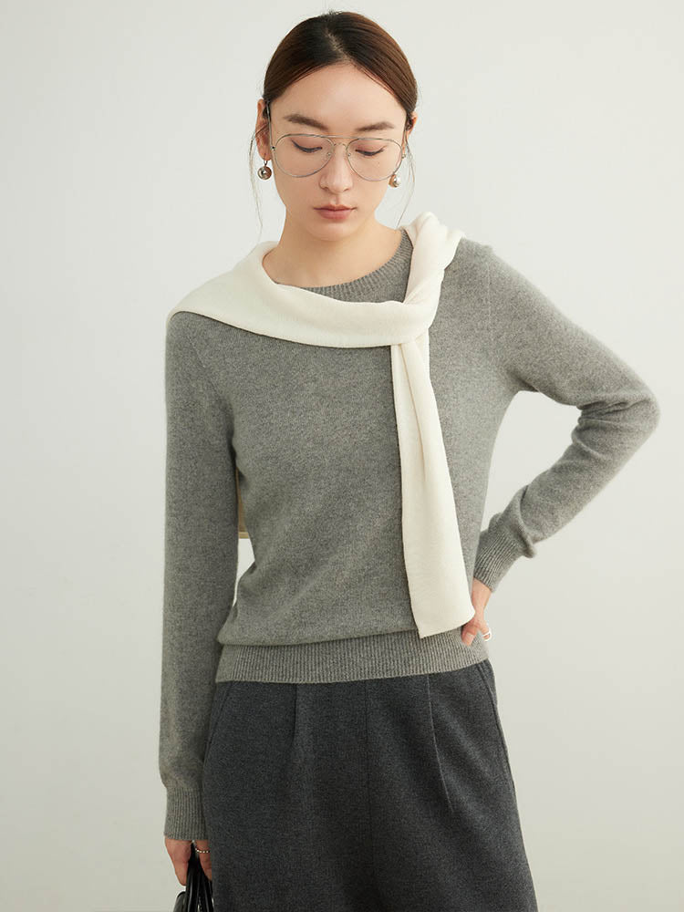 Round Neck Seamless Cashmere Sweater