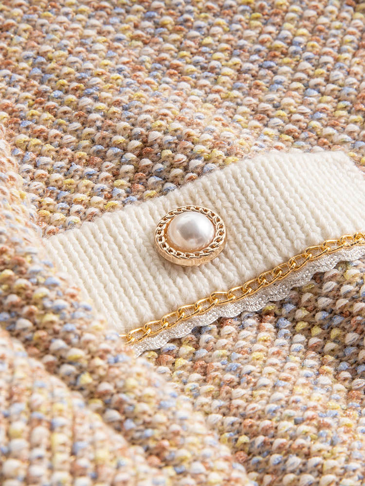 Chic Pearl Button Wool Short Sweater