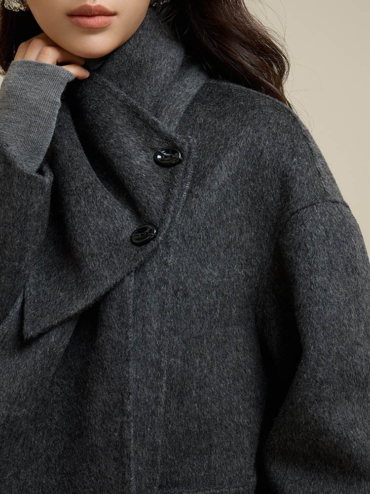 Scarf Short Patch Pocket Wool Coat