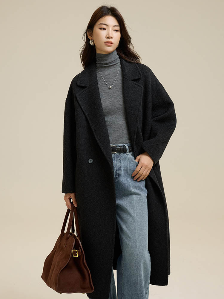 Suit Collar Single Button Wool Coat