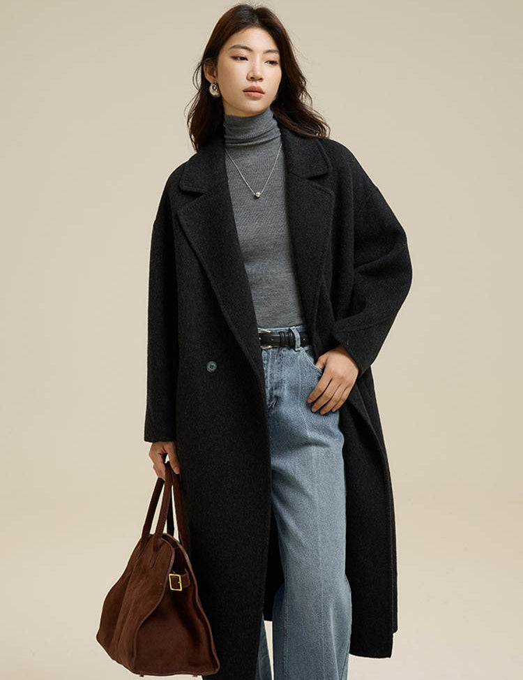 Suit Collar Single Button Wool Coat