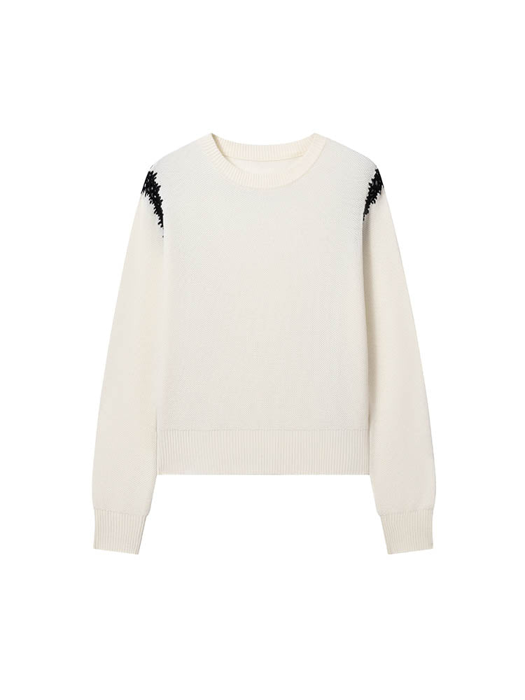 French Cutout Black and White Wool Sweater