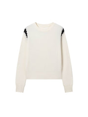 French Cutout Black and White Wool Sweater