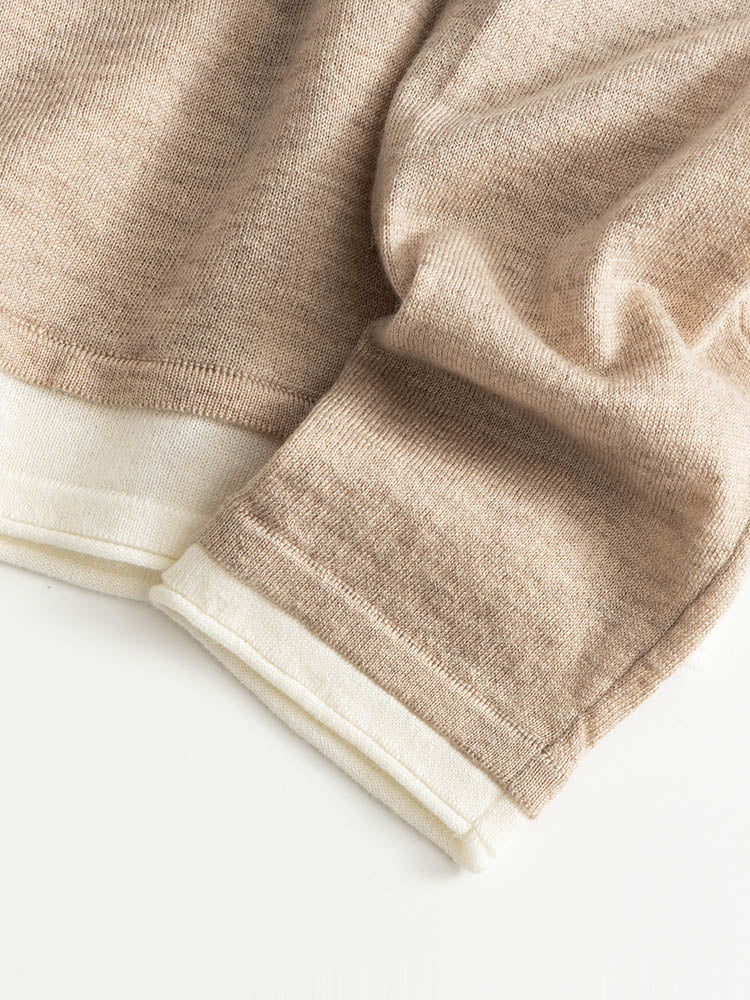 Layered Contrast Color Wool Knit Sweater