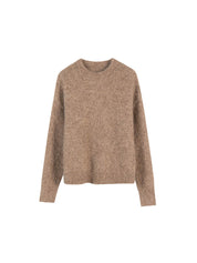 Brown Classic Round Neck Alpaca Wool Sweater