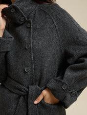 Stand-Up Collar Patch Pocket Wool Coat