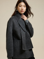 Scarf Short Patch Pocket Wool Coat