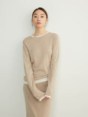 Layered Contrast Color Wool Knit Sweater