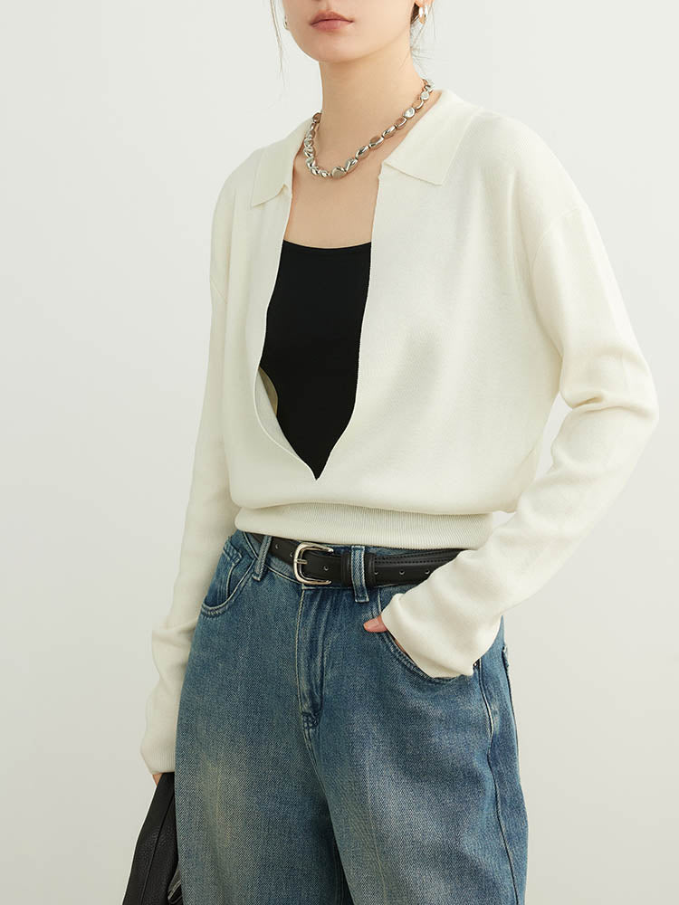 Simple Yet Elegant V-Neck Knit Wool Sweater