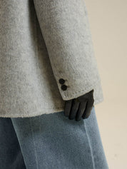 Grey Suit Collar Short Wool Coat