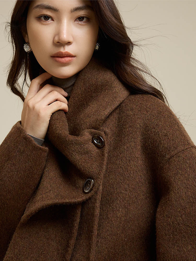 Scarf Short Patch Pocket Wool Coat