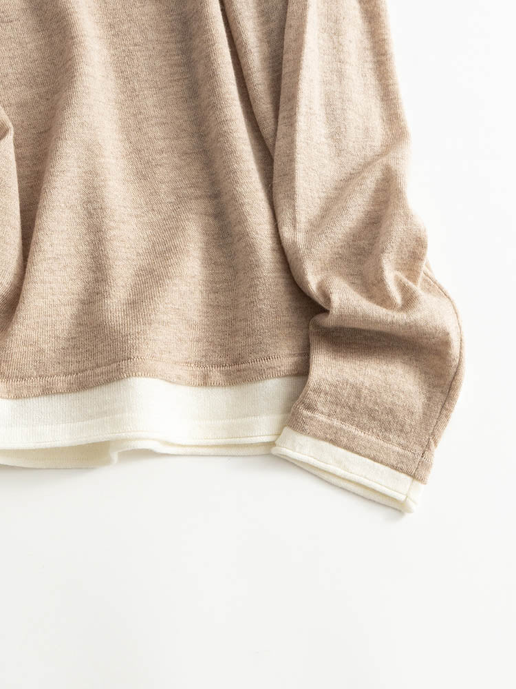 Layered Contrast Color Wool Knit Sweater