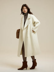 Stand-Up Collar Side Placket Tie Wool Coat