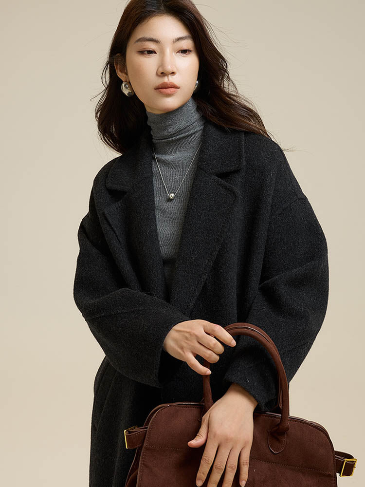 Suit Collar Single Button Wool Coat