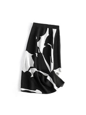 Classic Black And White Jacquard Wool Skirt