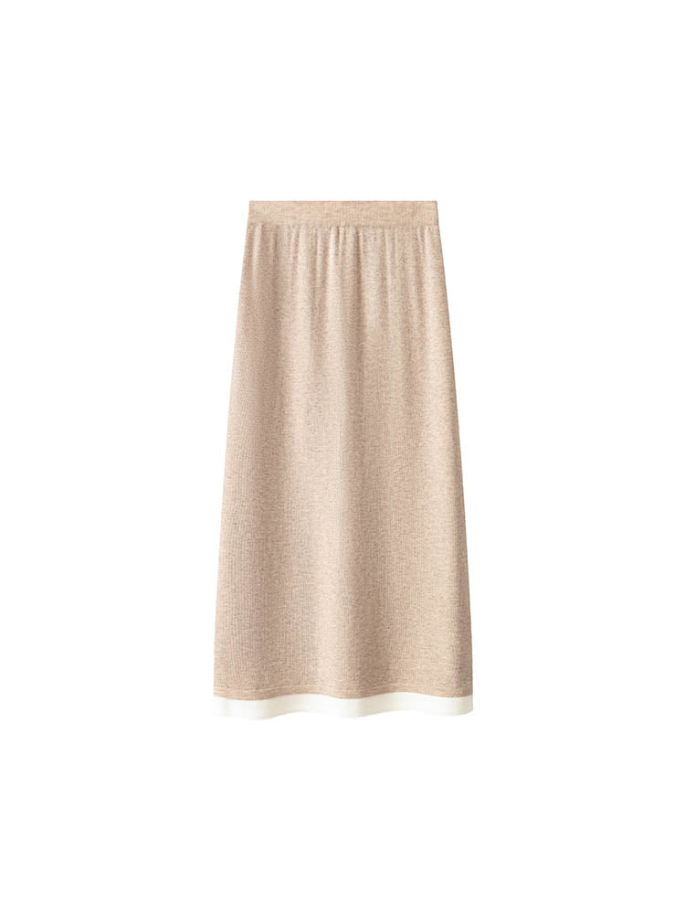 Chic Slimming Knit Colorblock Wool Skirt