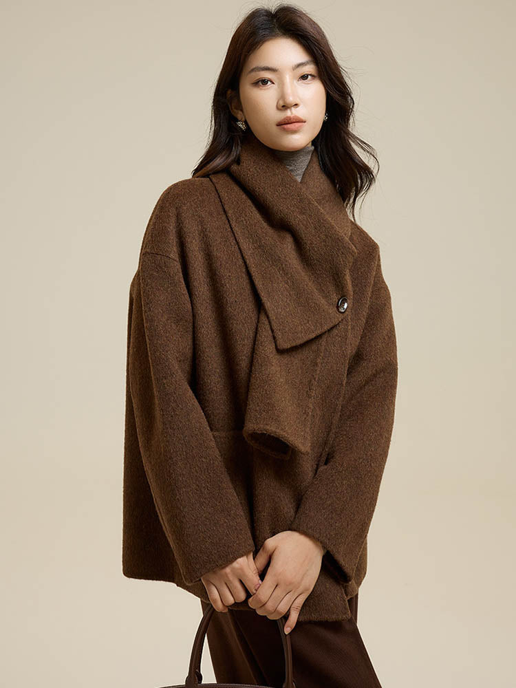 Scarf Short Patch Pocket Wool Coat