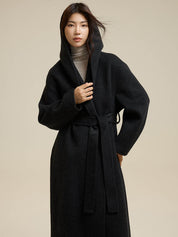 Classic Color Hooded Long Wool Coat