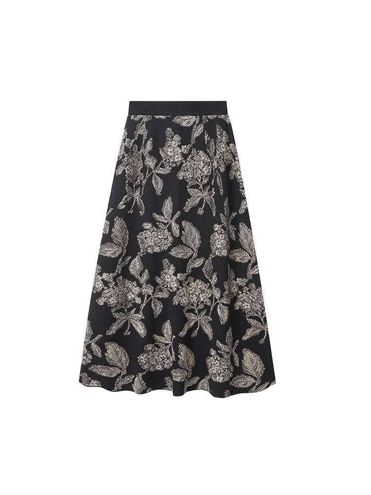 Rose Flower Umbrella Shaped Wool Skirt