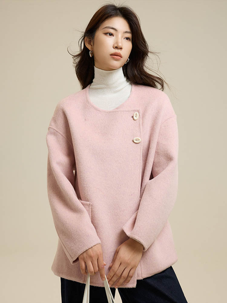 Scarf Short Patch Pocket Wool Coat