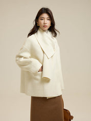 Scarf Short Patch Pocket Wool Coat