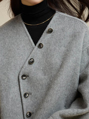 Gray Scarf Short Wool Coat