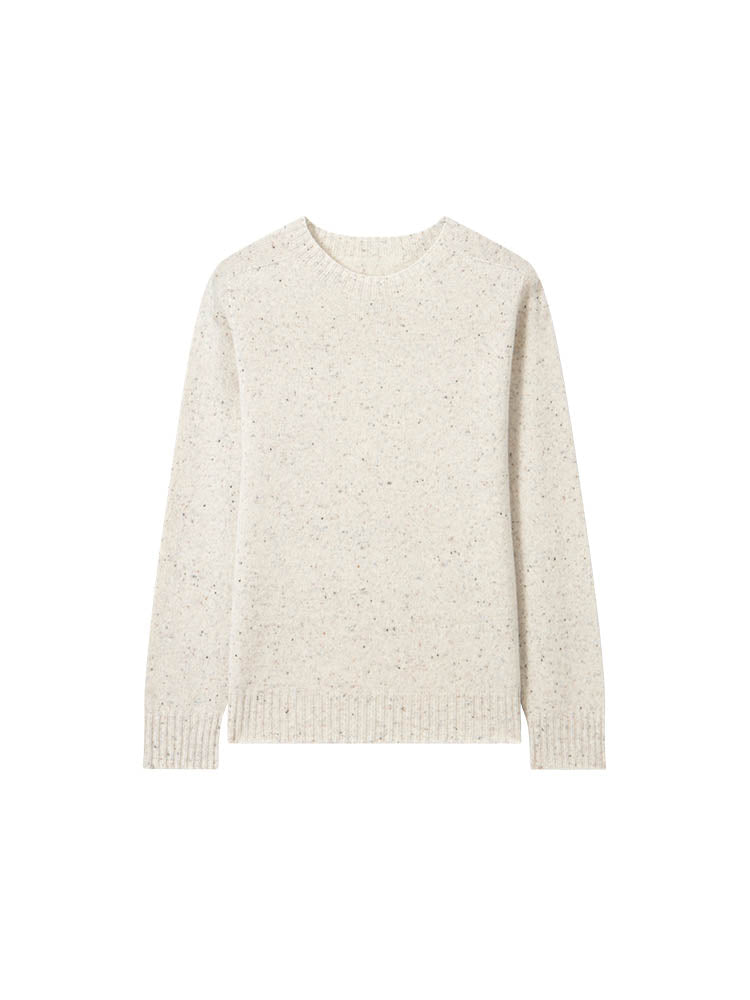 Classic Speckled Crewneck Wool Sweater