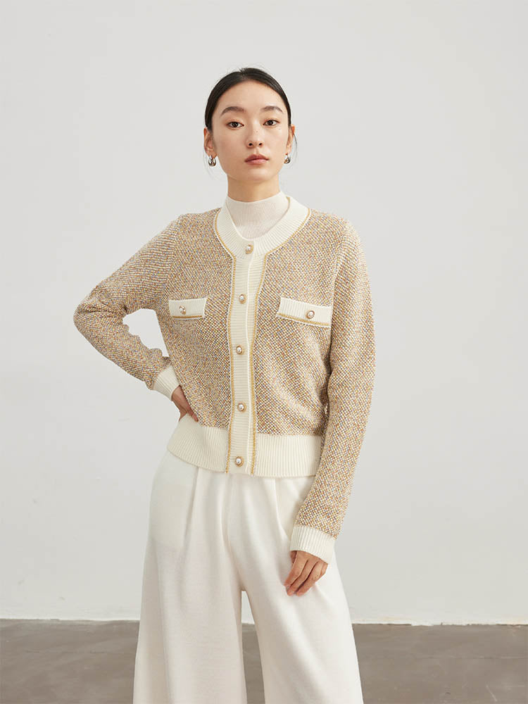 Chic Pearl Button Wool Short Sweater