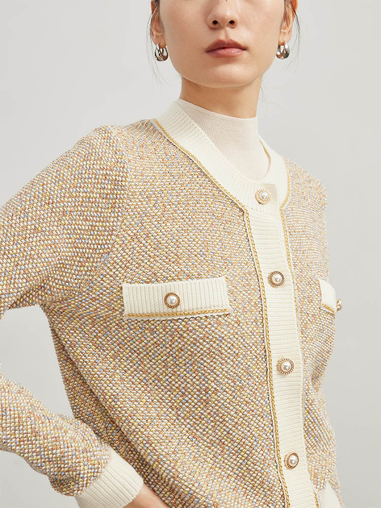 Chic Pearl Button Wool Short Sweater