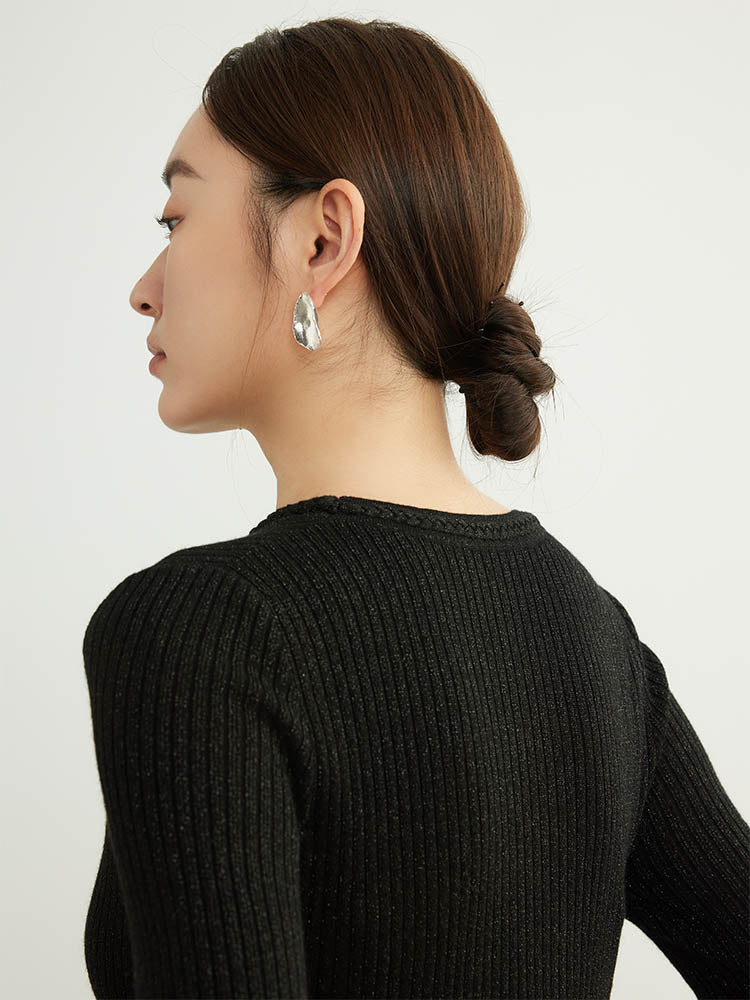 Classic Cable Knit Neck Wool Sweater