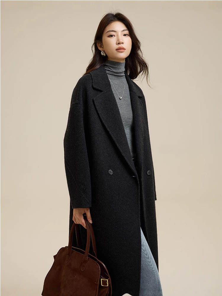 Suit Collar Single Button Wool Coat