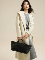 Classic Color Hooded Long Wool Coat