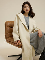 Classic Color Hooded Long Wool Coat