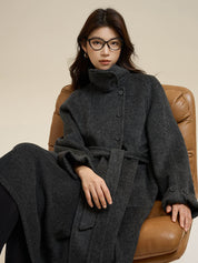 Stand-Up Collar Patch Pocket Wool Coat