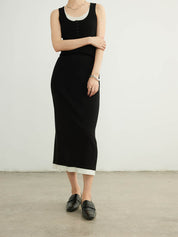 Chic Slimming Knit Colorblock Wool Skirt