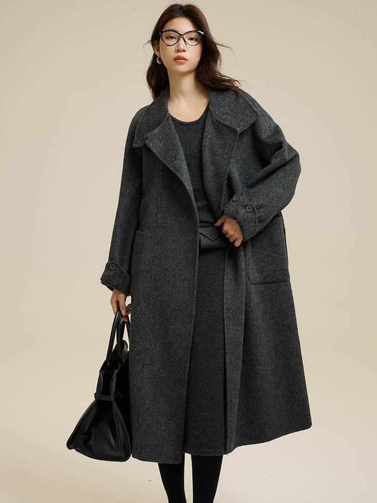 Stand-Up Collar Patch Pocket Wool Coat