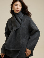 Scarf Short Patch Pocket Wool Coat