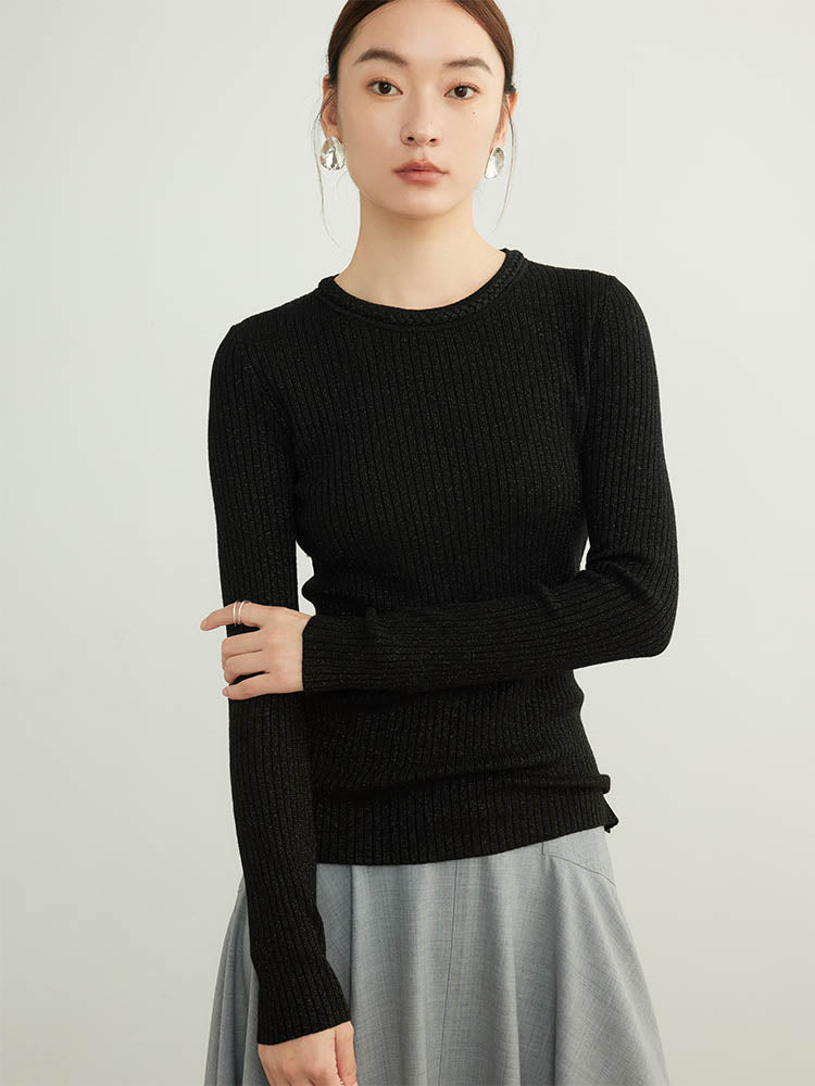 Classic Cable Knit Neck Wool Sweater