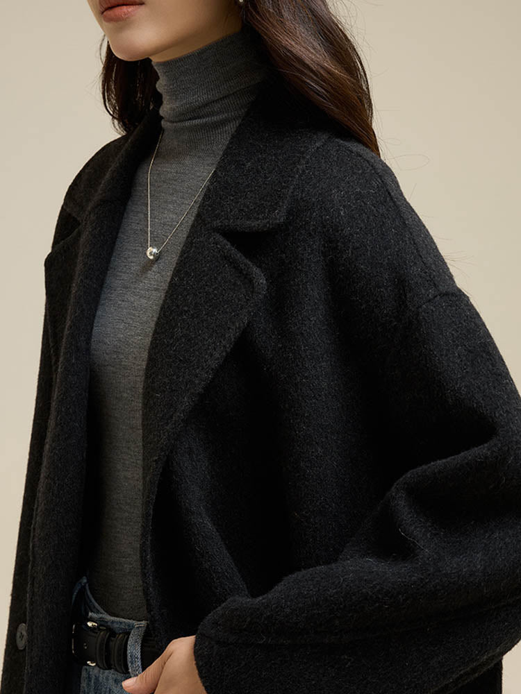 Suit Collar Single Button Wool Coat