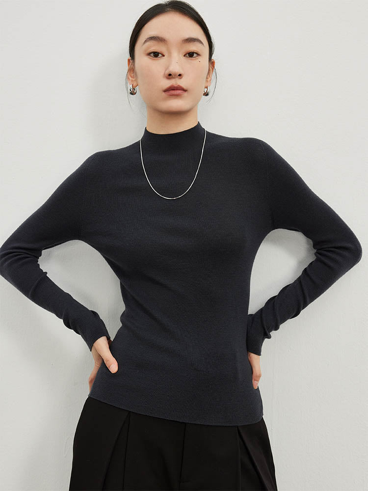 Minimalist Turtleneck Wool Sweater