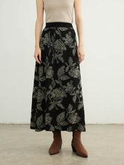 Rose Flower Umbrella Shaped Wool Skirt